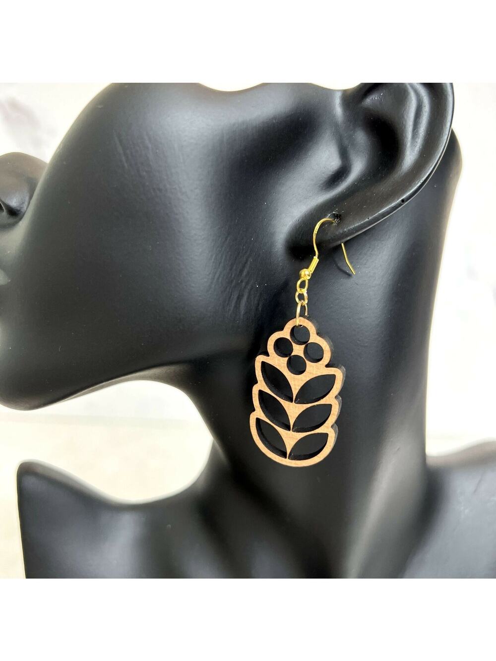 Wooden Flower Cutout Earrings
